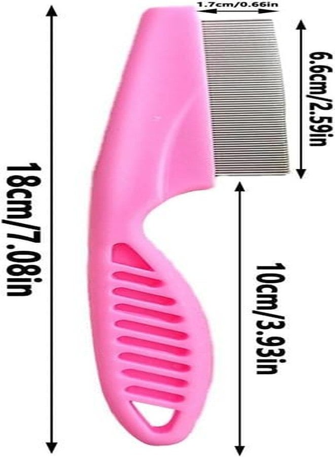 KittuPet Pet Animal Care Comb Protect Flea Comb for Dog Pet Stainless Steel Comfort Flea Hair Grooming Comb (Pink) - Image 2